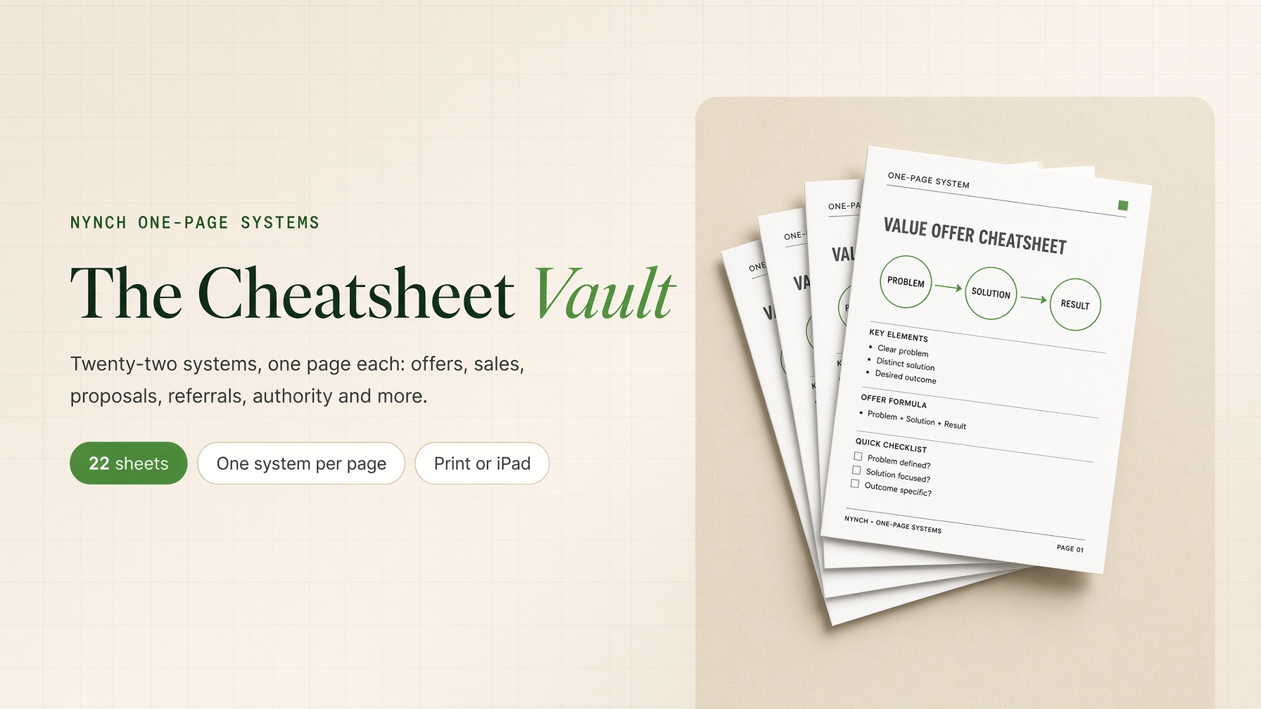 The Cheatsheet Vault, a free Nynch resource