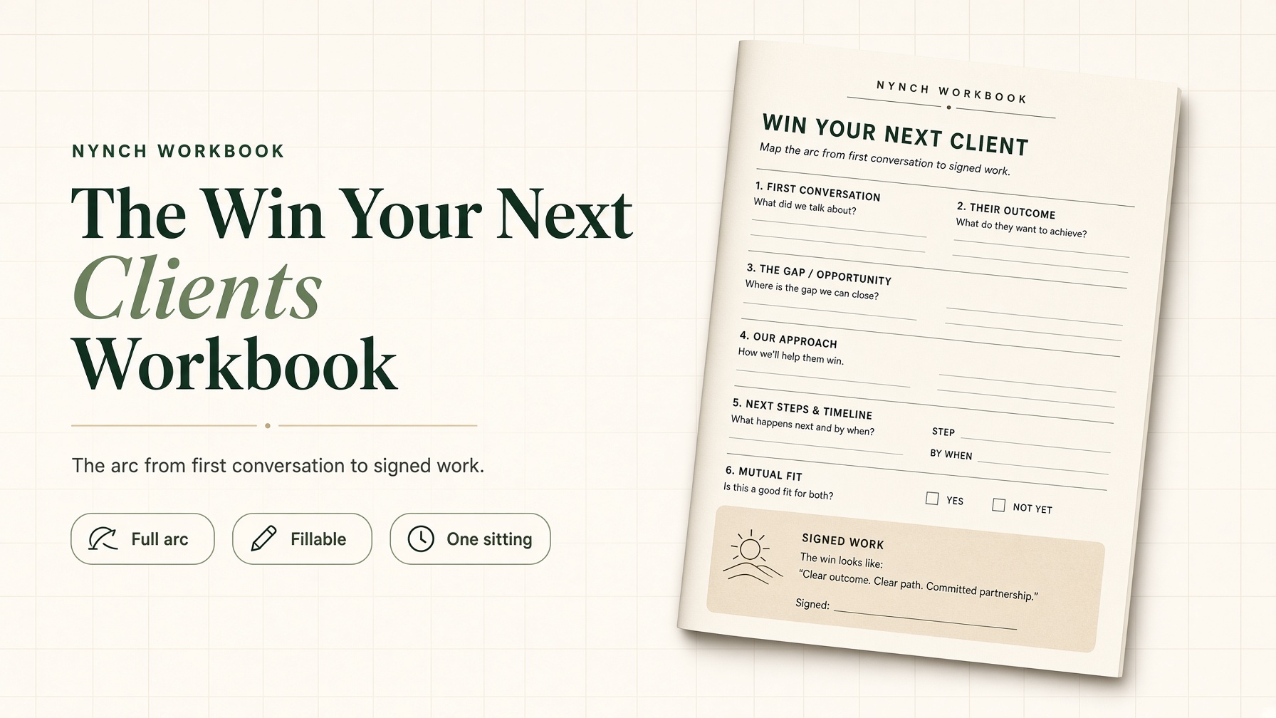 The Win Your Next Clients Workbook, a free Nynch resource